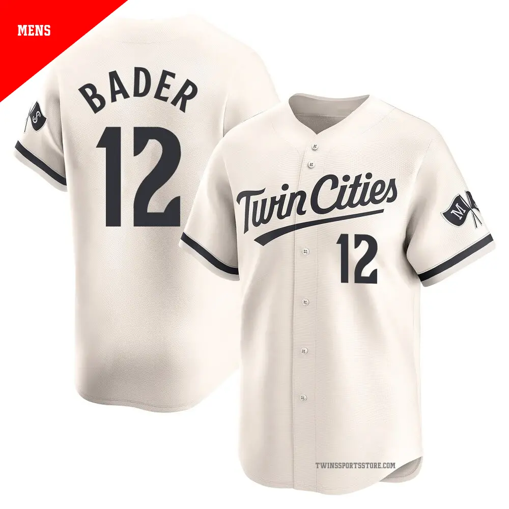 Men's ＃12 Harrison Bader Minnesota Twins Cream Limited Alternate Jersey
