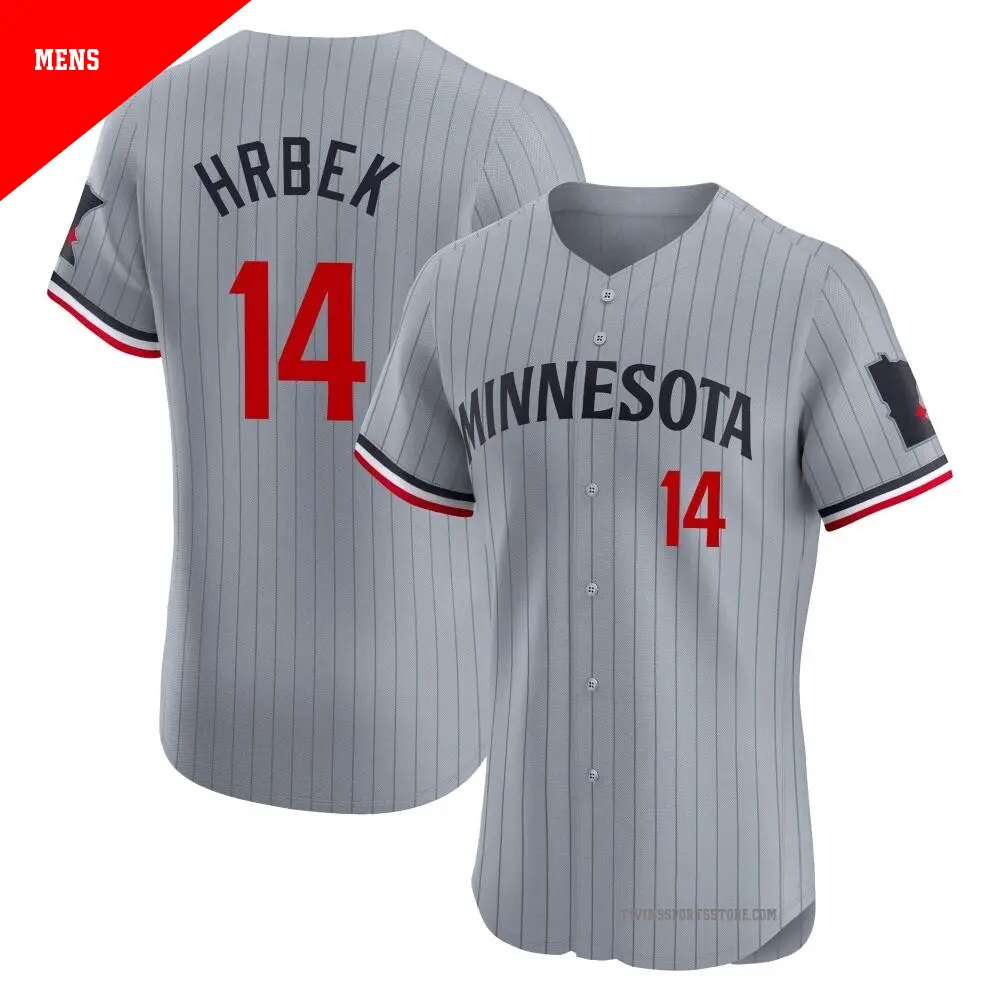 Men's ＃14 Kent Hrbek Minnesota Twins Gray Elite Road Jersey