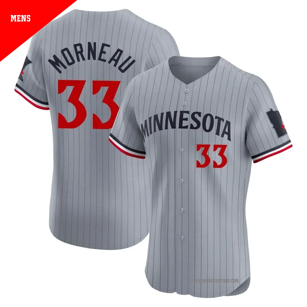 Men's ＃33 Justin Morneau Minnesota Twins Gray Elite Road Jersey