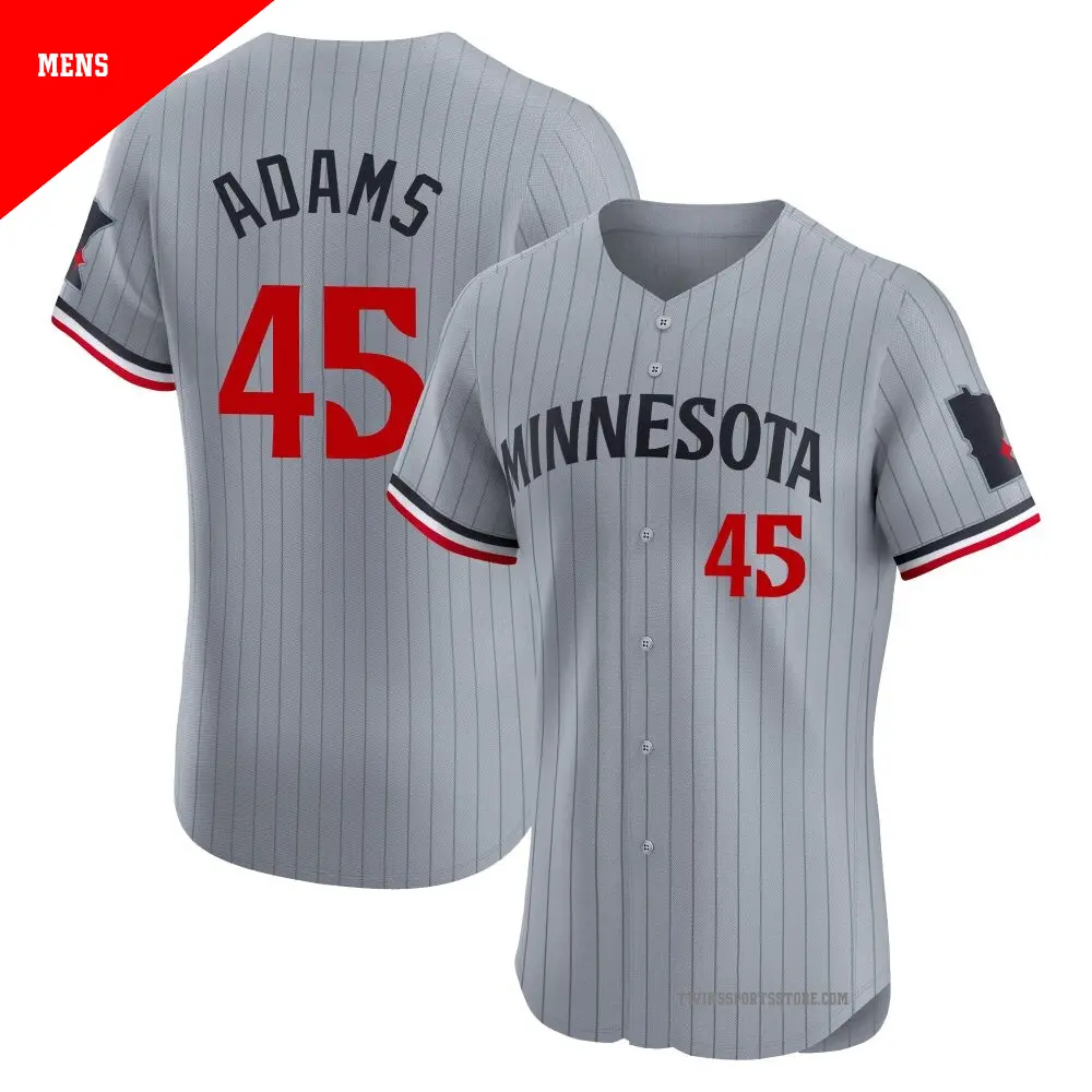 Men's ＃45 Travis Adams Minnesota Twins Gray Elite Road Jersey