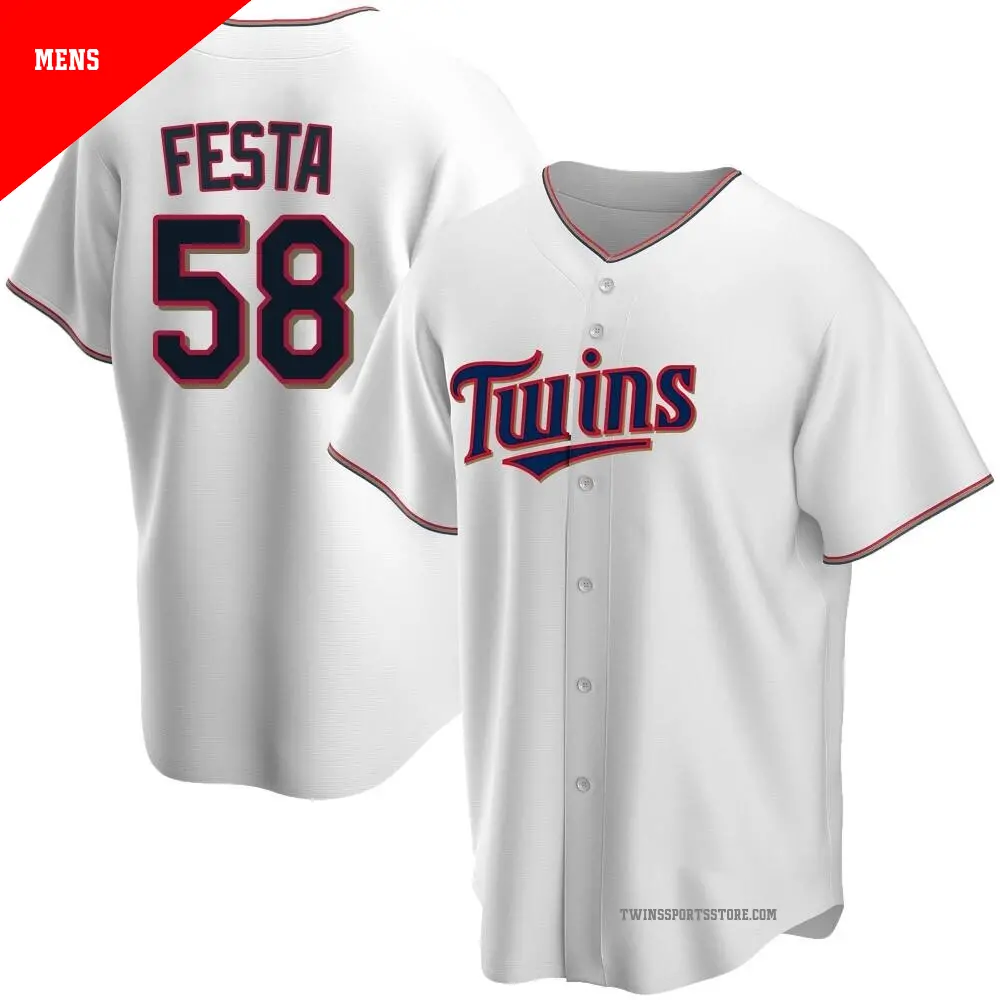 Men's ＃58 David Festa Minnesota Twins White Replica Home Jersey