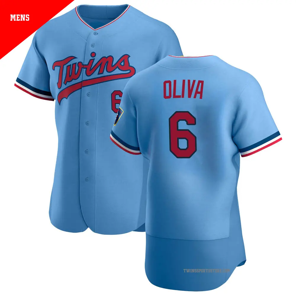 Men's ＃6 Tony Oliva Minnesota Twins Light Blue Authentic Alternate Jersey