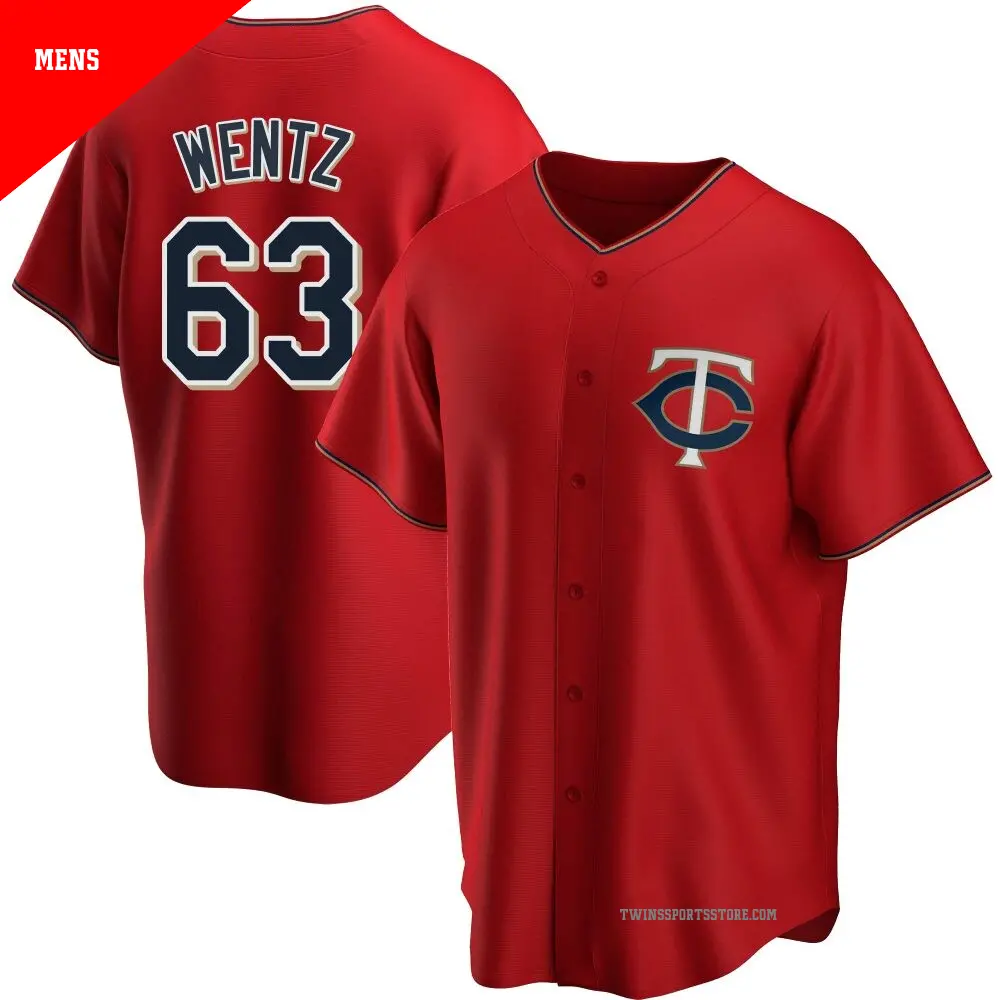 Men's ＃63 Joey Wentz Minnesota Twins Red Replica Alternate Jersey