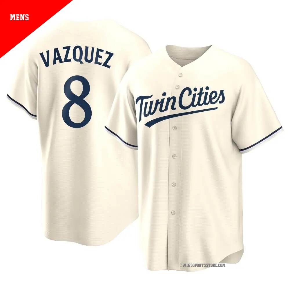Men's ＃8 Christian Vazquez Minnesota Twins Cream Replica Alternate Jersey