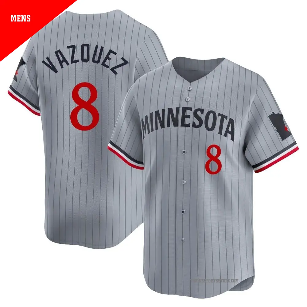 Men's ＃8 Christian Vazquez Minnesota Twins Gray Limited Road Jersey