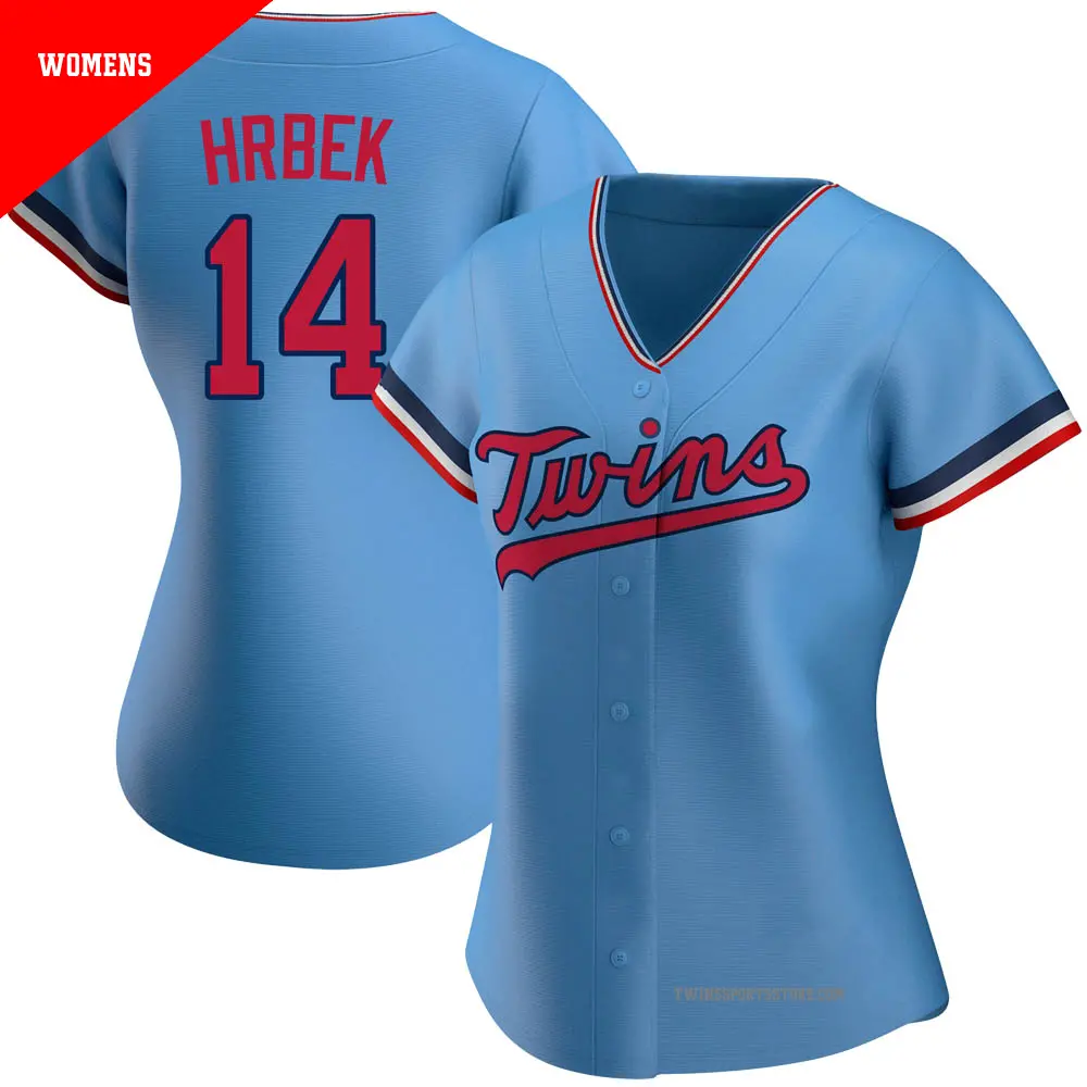 Women's ＃14 Kent Hrbek Minnesota Twins Light Blue Authentic Alternate Jersey