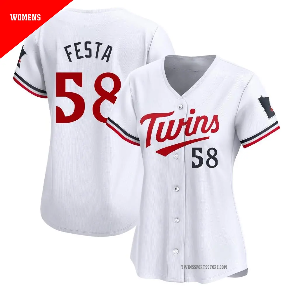 Women's ＃58 David Festa Minnesota Twins White Limited Home Jersey