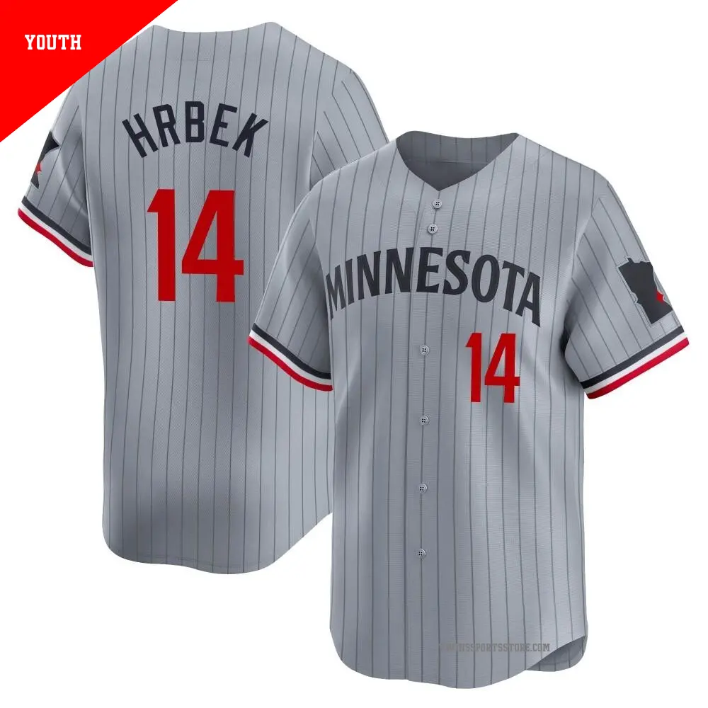 Youth ＃14 Kent Hrbek Minnesota Twins Gray Limited Road Jersey