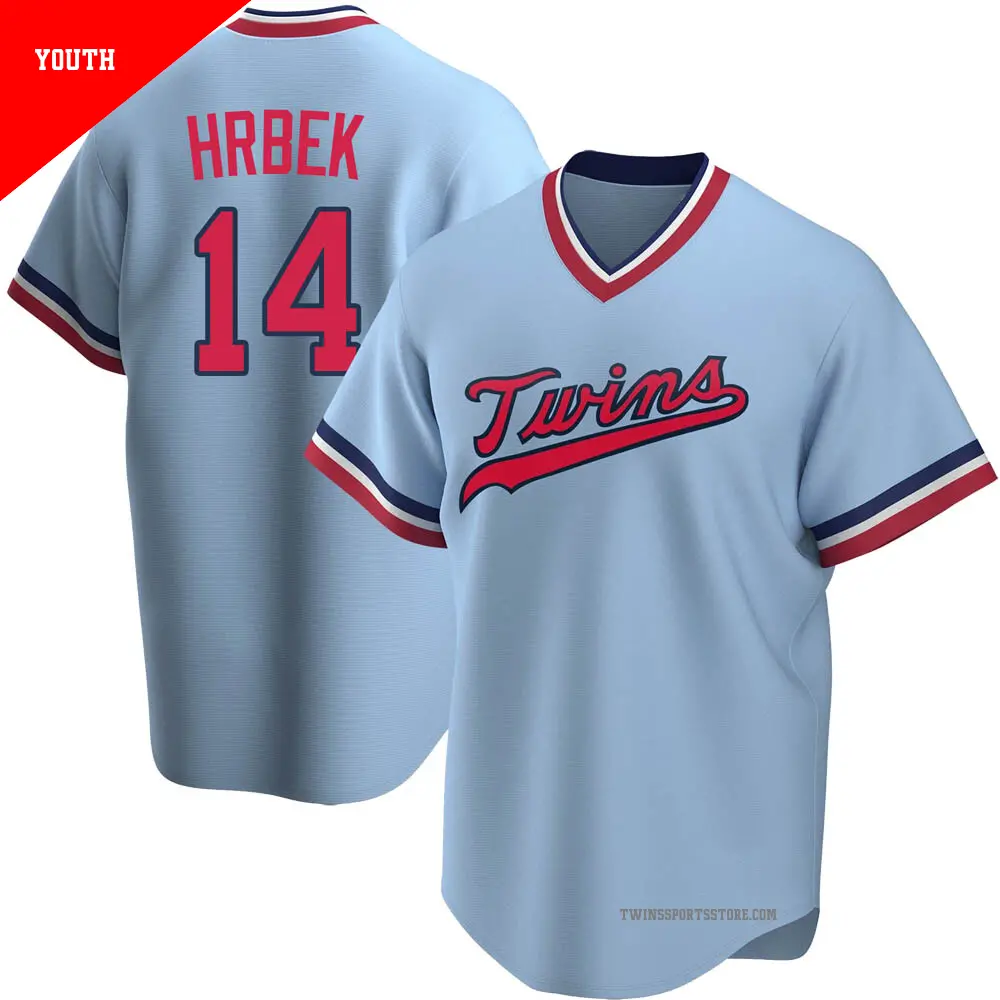 Youth ＃14 Kent Hrbek Minnesota Twins Light Blue Replica Road Cooperstown Collection Jersey