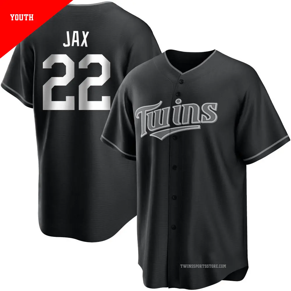 Youth #22 Griffin Jax Minnesota Twins Black/White Replica Jersey