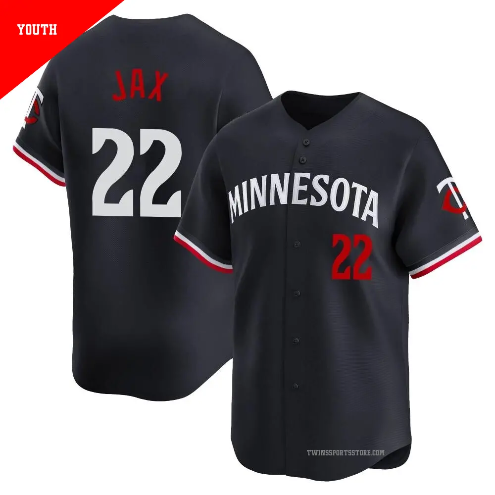 Youth #22 Griffin Jax Minnesota Twins Black/White Replica Jersey
