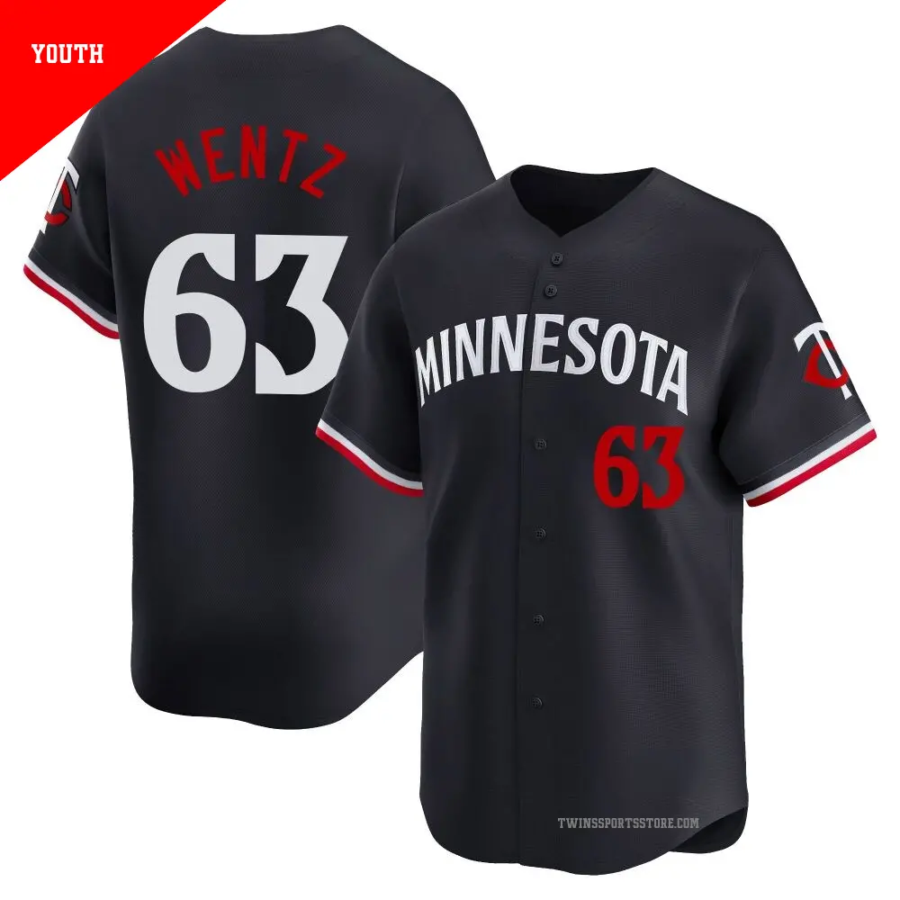 Youth ＃63 Joey Wentz Minnesota Twins Navy Limited Alternate Jersey