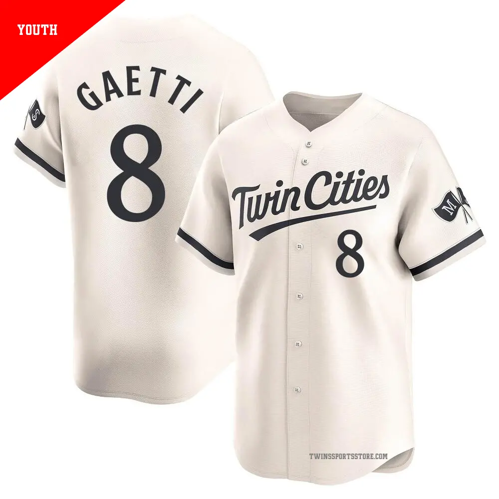 Youth ＃8 Gary Gaetti Minnesota Twins Cream Limited Alternate Jersey